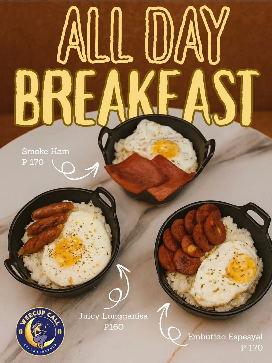 WeeCup all-day breakfast promo poster