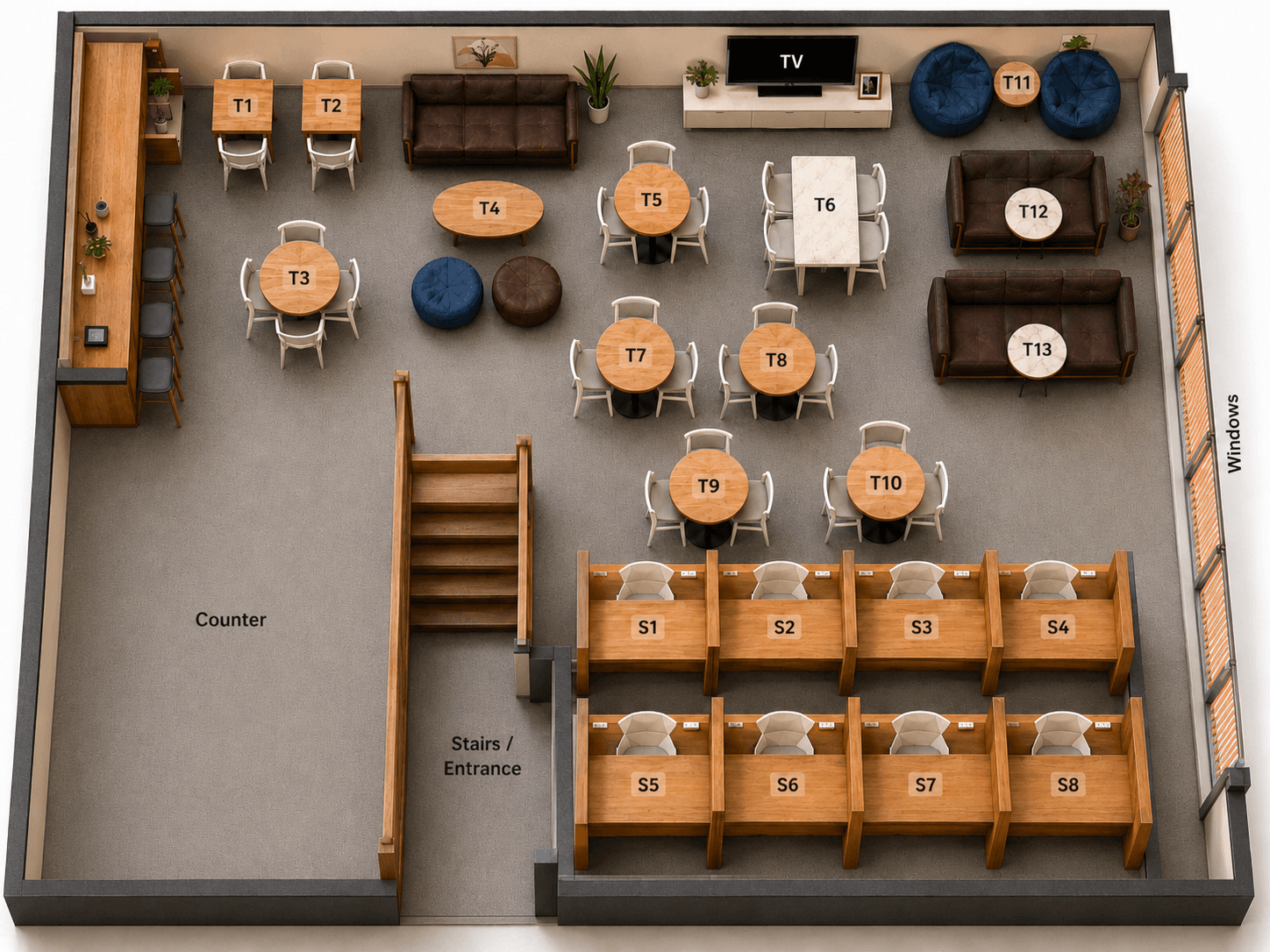 WeeCup Call Cafe table layout